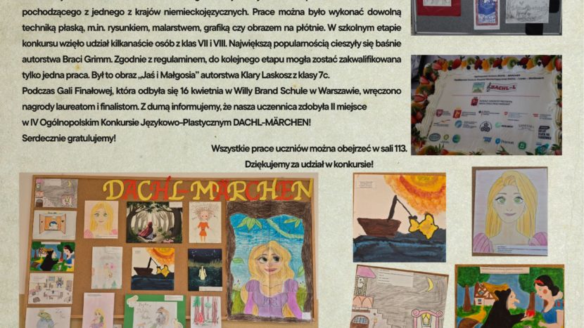 Plakat z informacją o IV Ogólnopolskim Konkursie Językowo-Plastycznego DACHL-MÄRCHEN