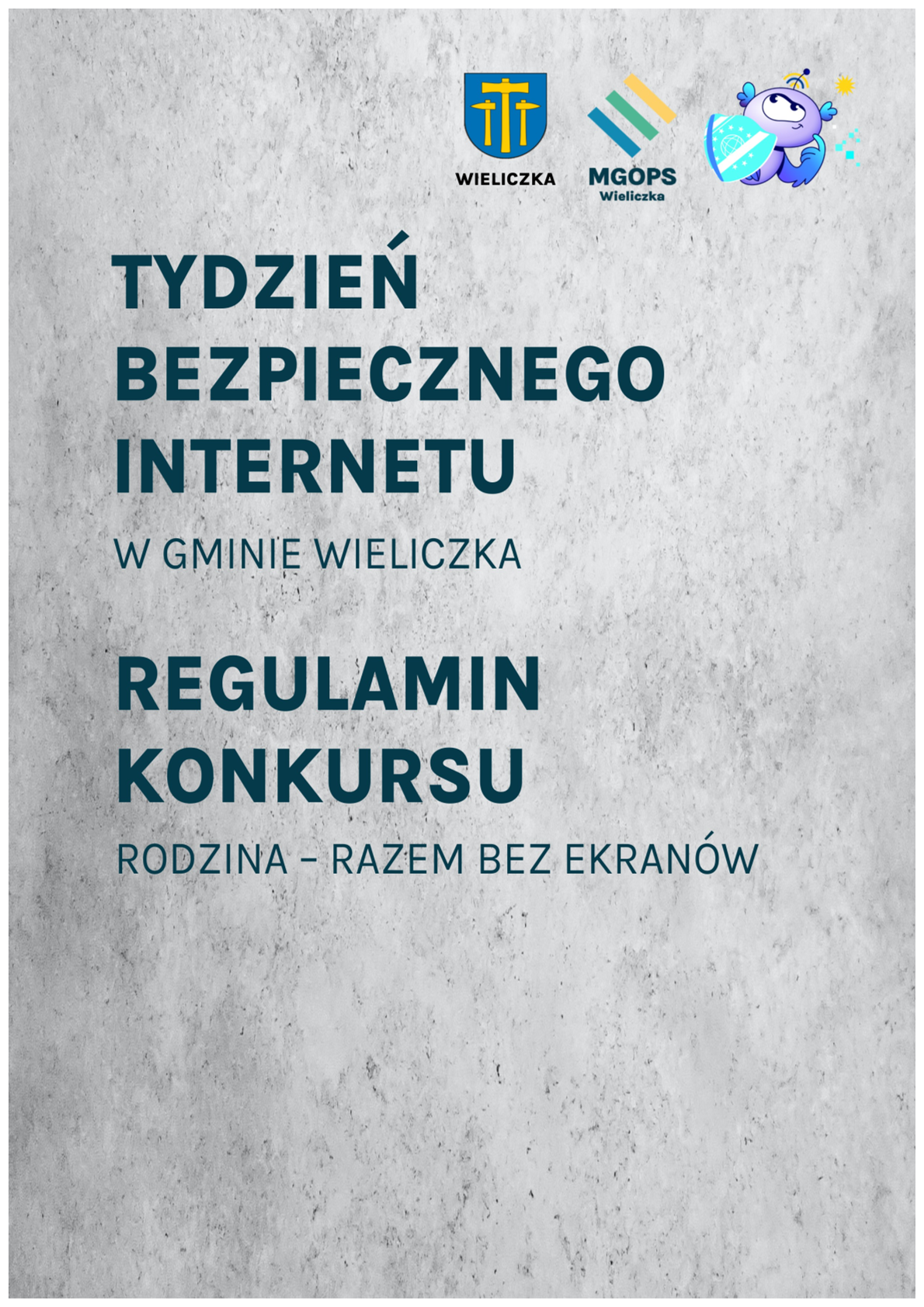 Grafika z napisem tydzień bezpiecznego Internetu w gminie Wieliczka regulamin konkursu