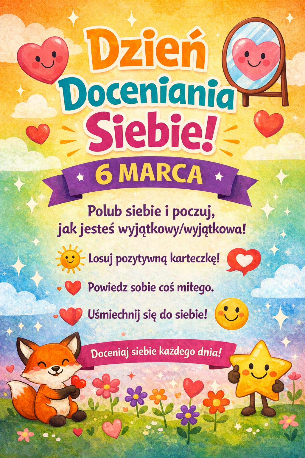 Dzień doceniania siebie plakat informacyjny