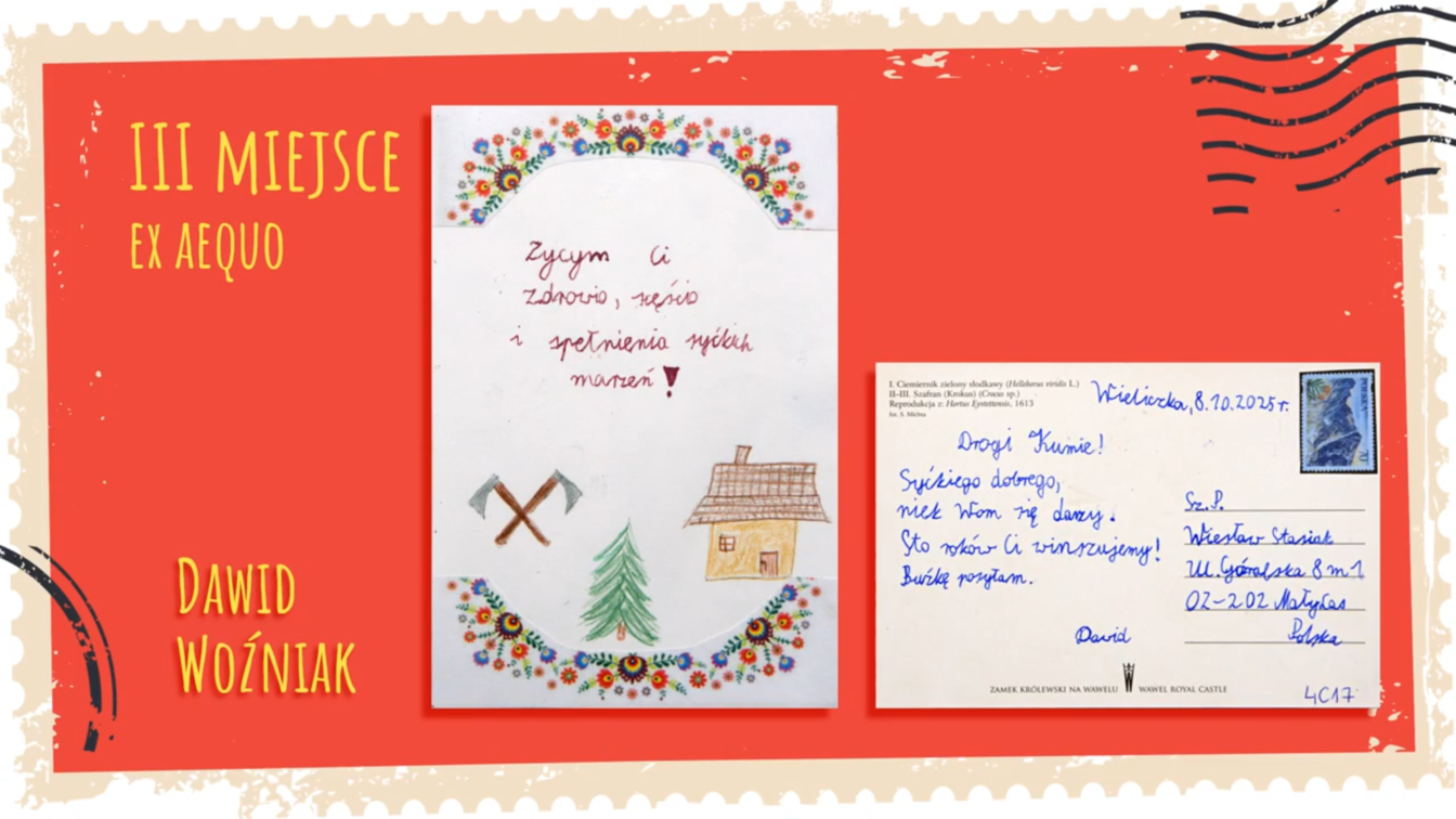 kartka pocztowa w ramach projektu KRZEPCIEŻ SIE! Tradycyjna życzliwość w domu i na „polu” 