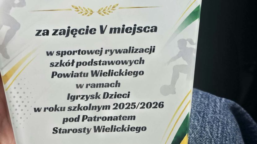 nagroda od starosty w formie dyplomu, dla SP4 Wieliczka